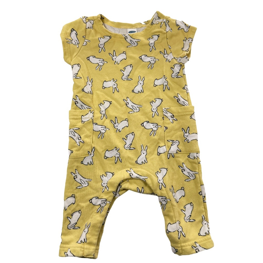 Old Navy Baby Girl Easter Bunny Romper Yellow 3-6m